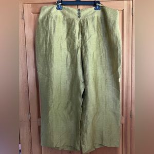 Linen Blend Jones New York Andalusia Wide Leg Pant Color Parrot W24 NWT